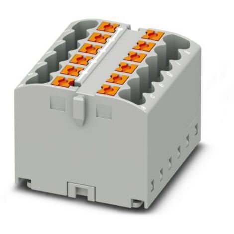 Bloc de distribution Phoenix Contact 12 voies, raccordement Enfichable, section de fils 26  12 AWG, 24A, 500 V ( Prix pour Boîte de 8 )