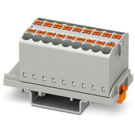 Bloc de distribution Phoenix Contact 18 voies, raccordement Enfichable, section de fils 26 12 AWG, 24A, 500 V ( Prix pour Boîte de 8 )