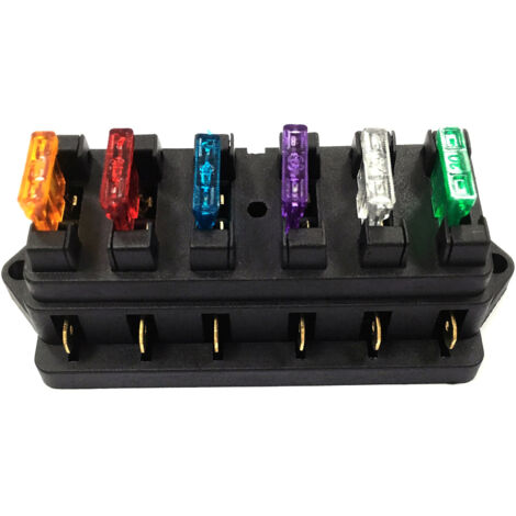 Bloc De Fusible De Lame De Circuit Automobile De Vehicule De Voiture De Boite De Support De Fusible De 6 Manieres Avec 6 Fusibles Standard