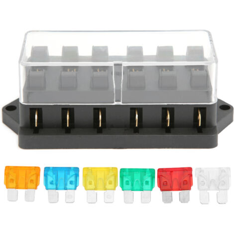 Bloc de fusibles à 6 voies, support de bote à fusibles à lame étanche pour voiture, bateau marin, Applications domestiques 12V-24V