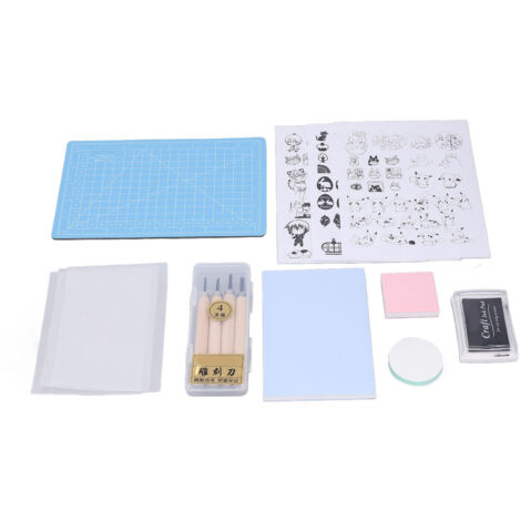 Bloc de Gravure en Caoutchouc A5, Couteau de Précision, Manche Ergonomique, Kit DIY Tampon Lavable