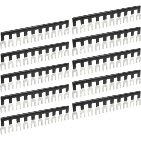 Bloc de Jonction 25A Noir, 10 Pièces Bornier à Barrière Isolé Type Fourche TB 2510 pour Installations Électriques