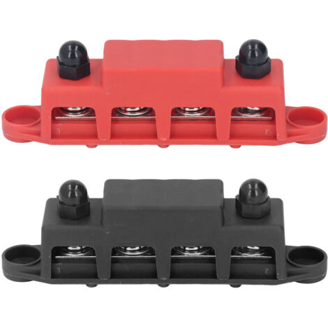 Bloc de jonction 2Pcs 48V 250A, boîte de distribution DC robuste 4 positions M10 pour camping-car et marine, couleurs rouge et noir