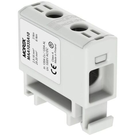 Bloc de jonction alu cuivre gris (phase) 2,5 à 35mm² 1000V AC/DC - Rail DIN - MOREK