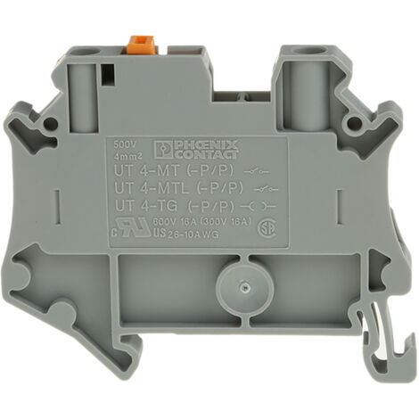 Bloc de jonction de traversée Phoenix Contact UT 4-MT, 0.14 6mm², A visser, Gris ( Prix pour Paquet de 10 )