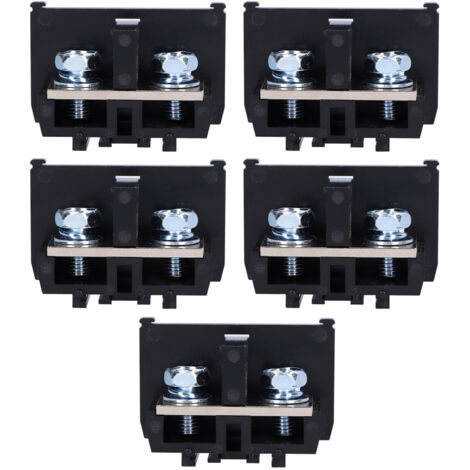 Bloc de jonction pour rail DIN 200A, 5 bornes à vis 600V, Conductivité optimale, Montage rapide et sécurisé