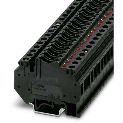 Bloc de jonction rail DIN à fusible Phoenix Contact UK 6-FSI/C-LED24, A visser, Noir ( Prix pour Paquet de 5 )
