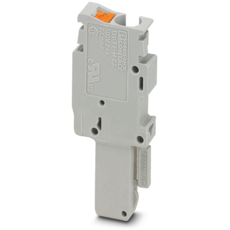 Bloc de jonction rail DIN Phoenix Contact PP-H 2.5/1-L, 0.14 4mm², Enfichable, Gris ( Prix pour Paquet de 10 )