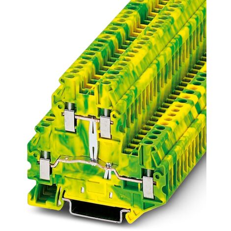 Bloc de jonction rail DIN Phoenix Contact UTTB 2.5-PE, 2.5mm², A visser, Vert, Jaune ( Prix pour 1 )