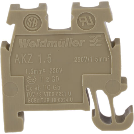 Bloc de jonction rail DIN Weidmuller AKZ, 1.5mm², A visser, Marron ( Prix pour Paquet de 10 )