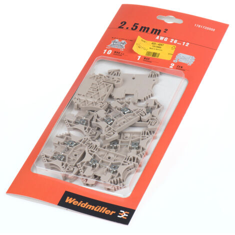 Bloc de jonction rail DIN Weidmuller WDU, 2.5mm², A visser ( Prix pour 1 )