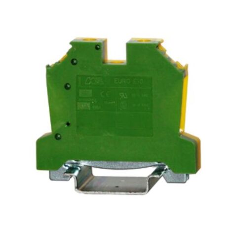 Bloc de mise à la terre Rail DIN, 1 voie  voies , raccordement Cage à ressort, 20  6 AWG, Vert, Jaune ( Prix pour Boîte de 10 )