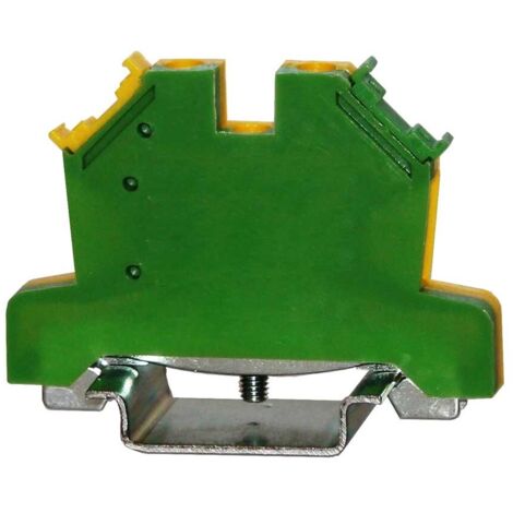 Bloc de mise à la terre Rail DIN, 1 voie voies , raccordement Cage à ressort, 24 10 AWG, Vert, Jaune ( Prix pour Sachet de 10 )