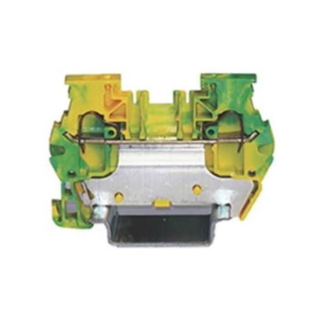 Bloc de mise à la terre Rail DIN, 1 voie voies , raccordement Cage à ressort, 24 10 AWG, Vert, Jaune ( Prix pour Sachet de 10 )