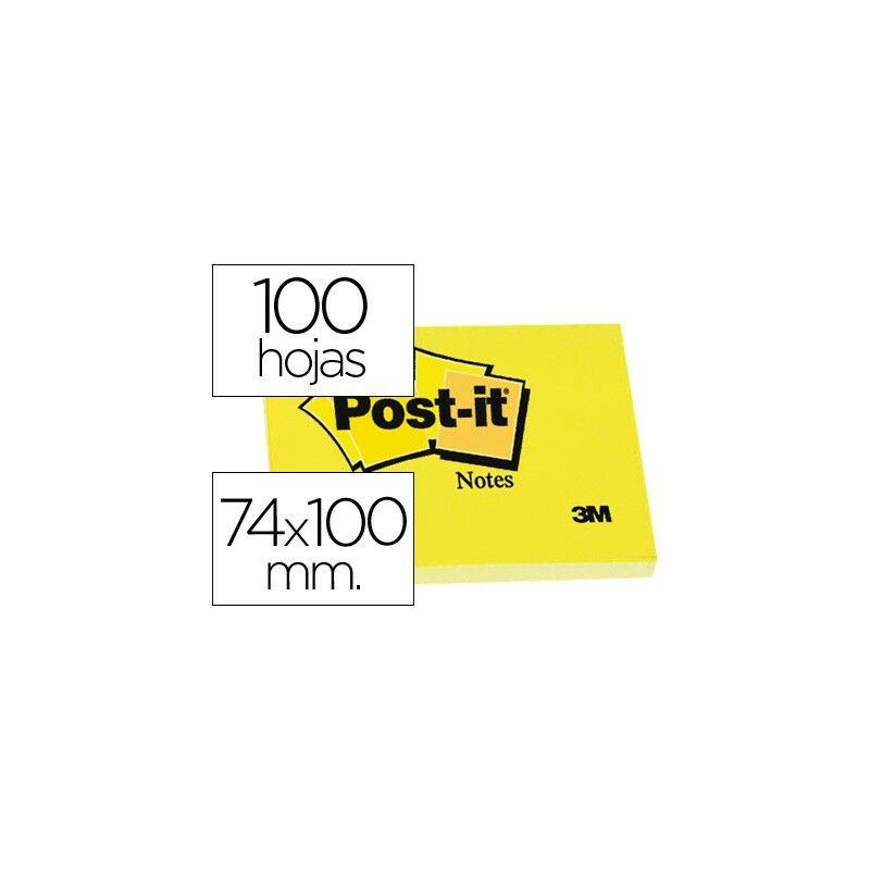 

Bloc de notas adhesivas quita y pon post-it 74x100 mm con 100 hojas -657- (pack de 12 uds.)