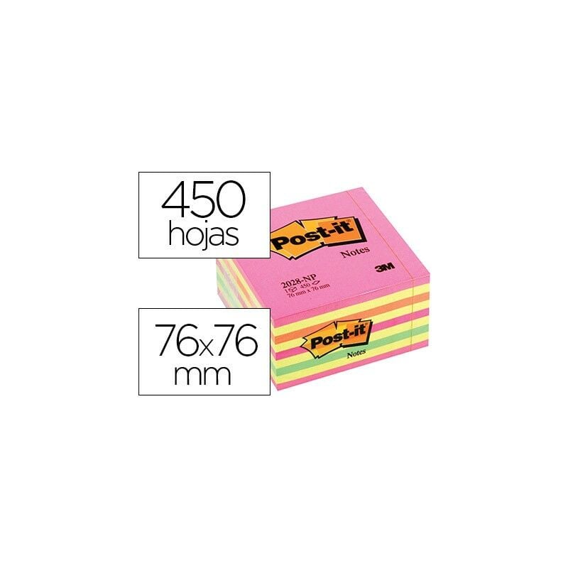 

Post-it cubo de notas multicolor 9x50 hojas 76x76 tonos rosa pastel