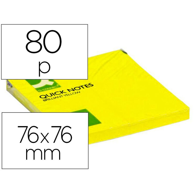 

Q-connect - Bloc de notas adhesivas quita y pon 76x76 mm amarillo neon 80 hojas (pack de 6 uds.)