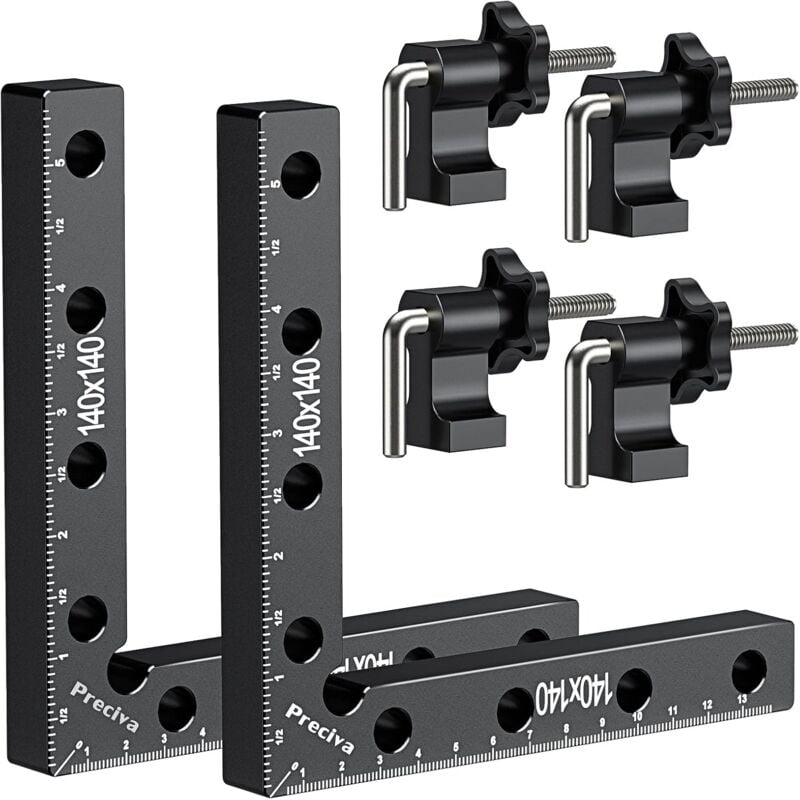 Jusch - Bloc de Positionnement à 90 Degrés, Pince de Fixation à Angle Droit en Alliage D'aluminium, Outils de Travail du Bois(14 cm/5,5')