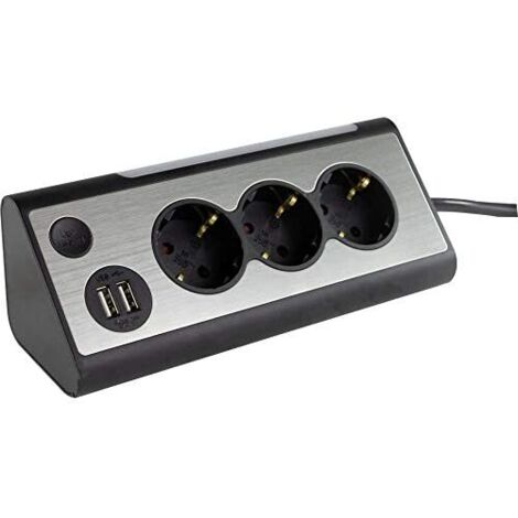 Bloc de prises REV, 3 prises, 2 ports USB, éclairé