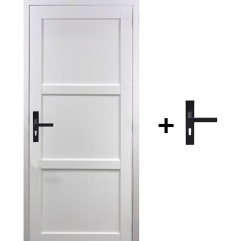 Bloc de puerta Korya Blanco 3 Paneles H204 x L73 cm, Costado Tabla P.derecha, manilla GD MENUISERIES
