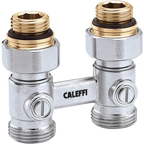 Bloc de robinet à double sortie Caleffi 1/2" AG, forme DG