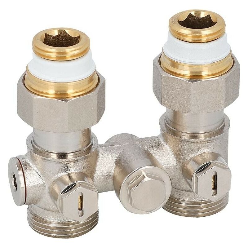 Bloc de robinet monotube pour raccord de radiateur DN15 (1/2') femelle, modèle droit