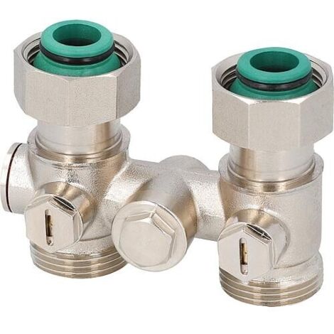 Bloc de robinet monotube pour raccordement de radiateur DN20 - 3/4 EUROCÔNE, version passage