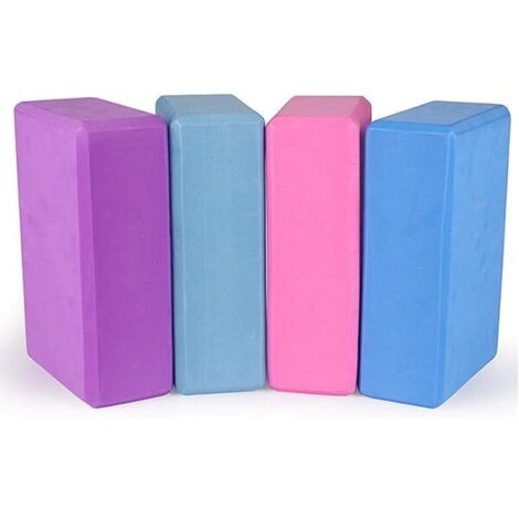 Bloc De Yoga - 9 x 6 x 3 Pouces - Mousse Haute Densité - Surface Anti-dérapante - Pour Yoga Pilates Méditation - Lot De 4