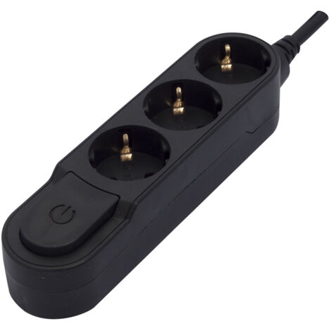 Bloc Design 3x16A avec interrupteur - 3m - Noir (SCH)