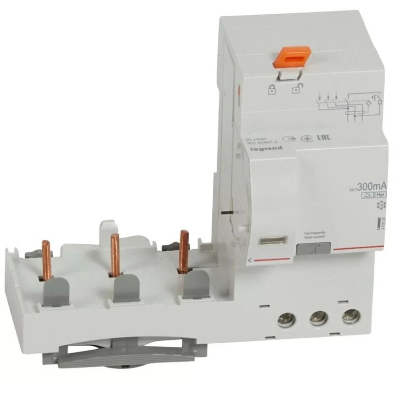 Legrand - 410608 Bloc différentiel adaptable à vis DX³ pour disjoncteur 1,5 module par pôle - 3P 400V - 63A - typeF 300mA