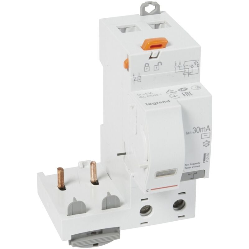 Legrand - Bloc différentiel adaptable à vis DX³ pour disjoncteur 1 module par pôle 2 Pôles 230V 63A type ac 30mA 410402