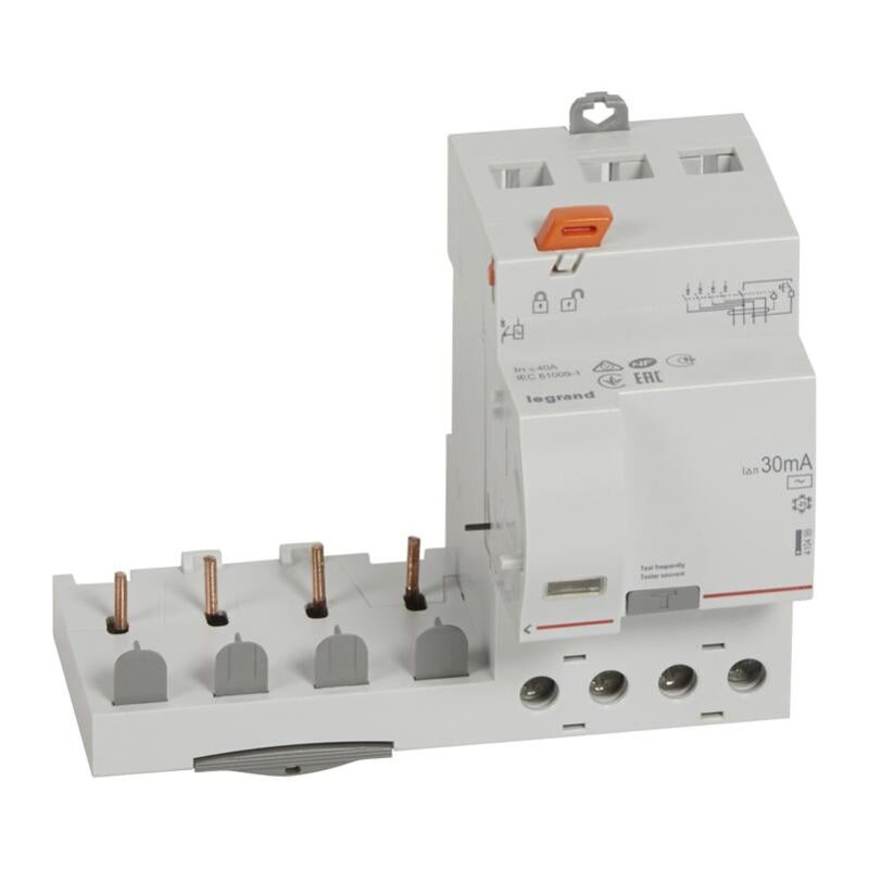 Legrand - Bloc différentiel adaptable à vis DX³ pour disjoncteur 1 module par pôle - 4P 400V - 40A - typeAC 30mA - 410499