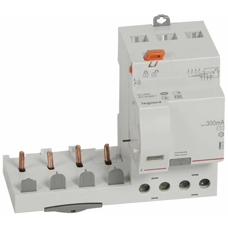 Legrand - Bloc différentiel adaptable à vis DX³ pour disjoncteur 1 module par pôle - 4P 400V - 63A - typeAC 300mA - 410512