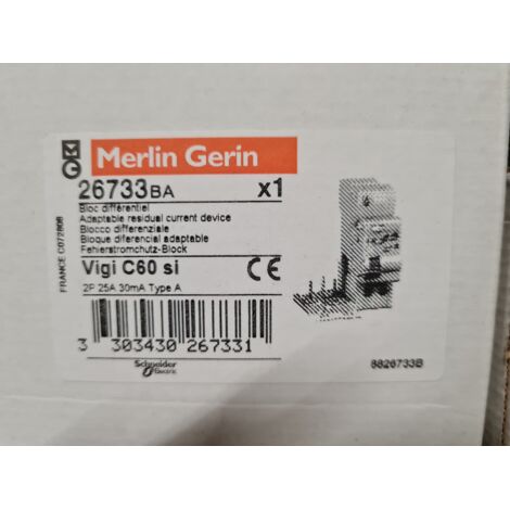 BLOC DIFFERENTIEL 2P C60  25A 30mA-Si  MERLIN-GERIN    SCHNEIDER VIGI 26733