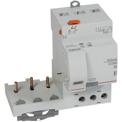 Bloc differentiel 63A 3P type F 300mA 400V DC 3M pour disjoncteur 1 module/pôle adaptable à vis DX³