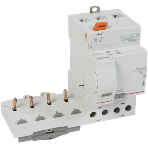 Bloc différentiel adaptable à vis DX³ pour disjoncteur 1 module par pôle - 4P 400V - 63A - typeAC 300mA sélectif - LEGRAND