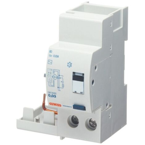 Bloc Différentiel Adaptable GEWISS Pour Disjoncteur MT-2P 25A Type AC Instantané Idn0,03a 2 Modules - GW94402