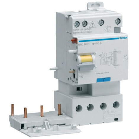 Bloc différentiel double sortie 3P+N 40A 30mA type AC HAGER BDC940F