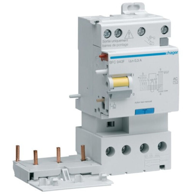 Hager - Bloc différentiel double sortie 3P+N 40A 30mA type ac BDC940F