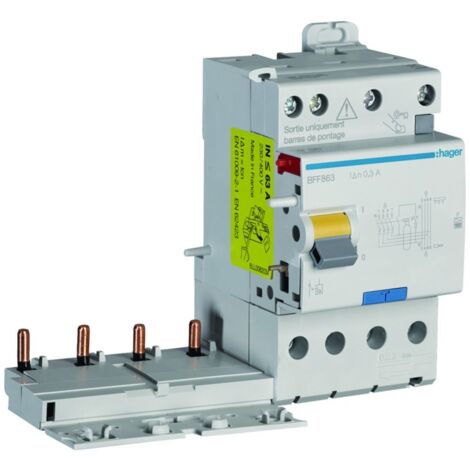 Bloc différentiel double sortie 4P 63A 300mA type F - HAGER BFF863