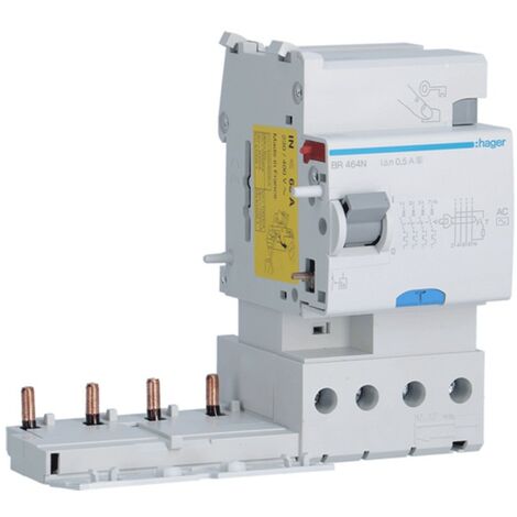 Bloc différentiel Hager 4P 63A 500mA AC/S 3 modules BR464N