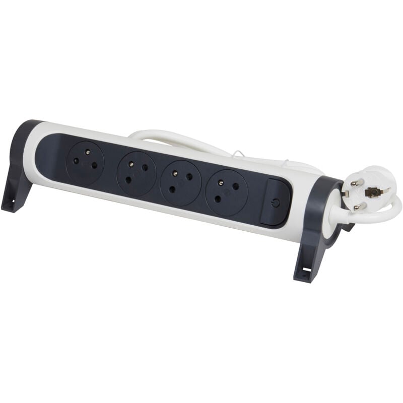 Legrand - Rallonge multiprise rotatif Avec 4 prises de courant - Cordon 1,5m - blanc et gris