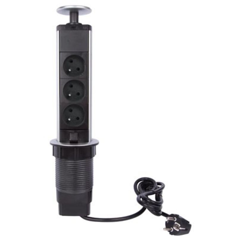 Velleman - bloc escamotable à 3 prises - terre française EBP03L