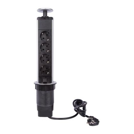 BLOC ESCAMOTABLE À 4 PRISES- SCHUKO VELLEMAN EBP04LN-G