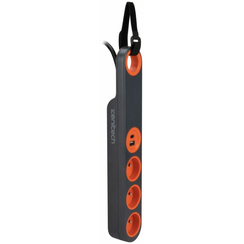 Bloc multiprise Klipo travaux et chantiers avec lampe led - 3 prises 2P+T et usb Orange Zenitech Bloc multiprise Klipo travaux et chantiers avec lampe led - 3 prises 2P+T et usb Orange Zenitech