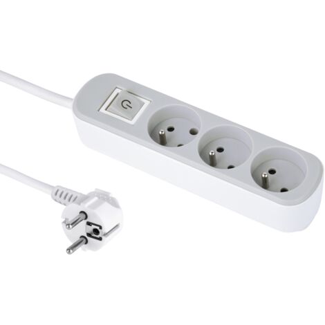 Bloc Multipreses 3P avec interrupteur, Cable 3 M, 3G1,5, Blanc