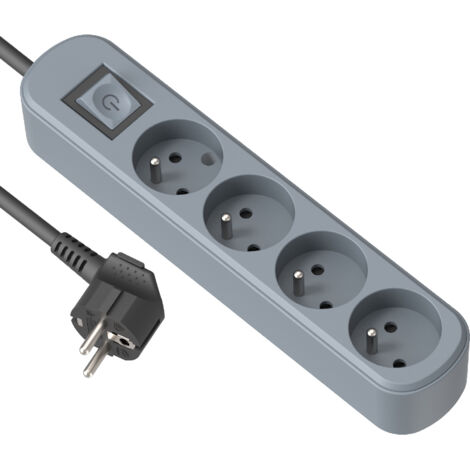 Bloc Multipreses 4P avec interrupteur, Cable 1,5, 3G1, Bleu