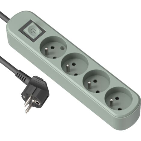 Bloc Multipreses 4P avec interrupteur, Cable 1,5M , 3G1, Vert
