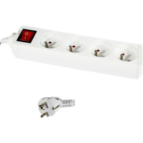 Bloc Multiprise 4 prises avec interrupteur BLANC - Blanc - SILAMP - Blanc