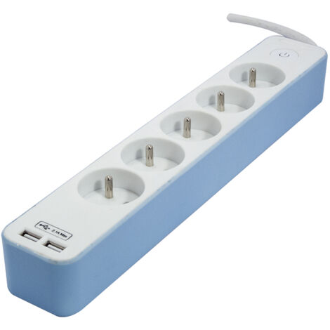 Bloc multiprise 5x16A USB A+C - Bleu - Chacon